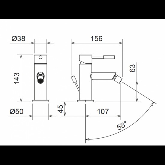 Μπαταρία Μπιντέ Αναμεικτική La Torre New Tech Chrome 12017-100 Χρωμέ  
